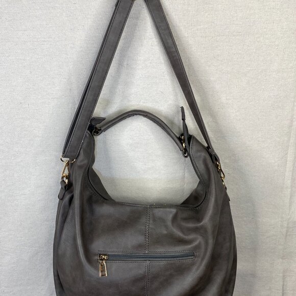 KILAMAL Purse Vegan Faux Leather Hobo Bag Gray with Handle and Adjustable Strap - Picture 5 of 11
